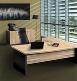 ZENO directie bureau, vaste hoogte (75cm) met 200x100cm blad en licht noten/ antraciet kleurstelling