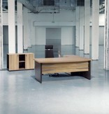 ZENO directie bureau, vaste hoogte (75cm) met 200x100cm blad en licht noten/ antraciet kleurstelling