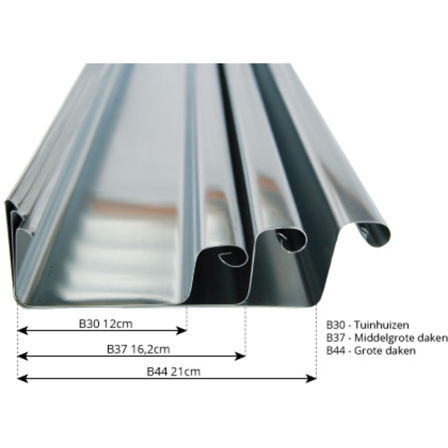 TAKKOACEページ Zinken bakgoot B37 - 1 meter - Dakgootwinkel.nl