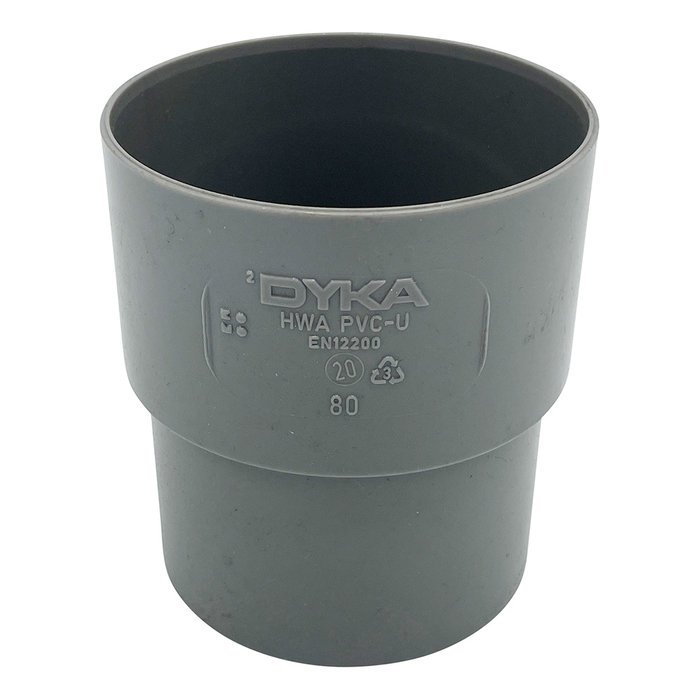 PVC verbindingsmof 80 mm mof/spie verjongd - grijs (RAL 7037) t.b.v. rioolbuisaansluiting