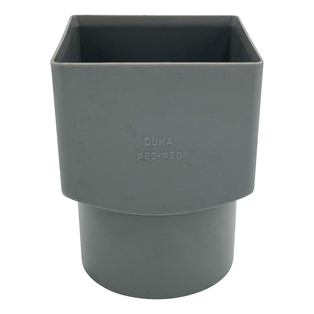 Jurola PVC verloopmof 80x80 mm naar 80 mm mof/spie grijs RAL 7037 - aansluiting rioolbuis