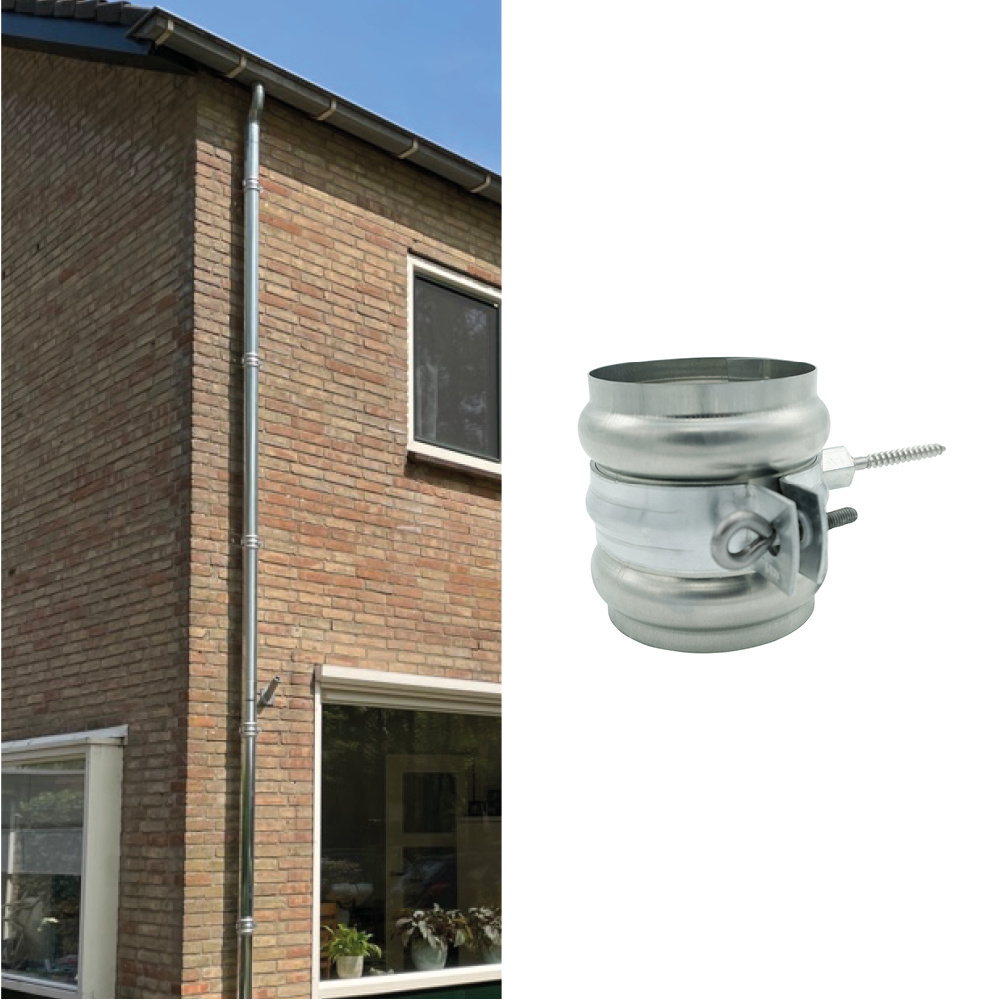 Nedzink Complete zinken regenpijp set 80mm – keuze uit 3 t/m 9,85 meter hoogte, met zinken beugels, RVS bevestiging en optionele sprongset
