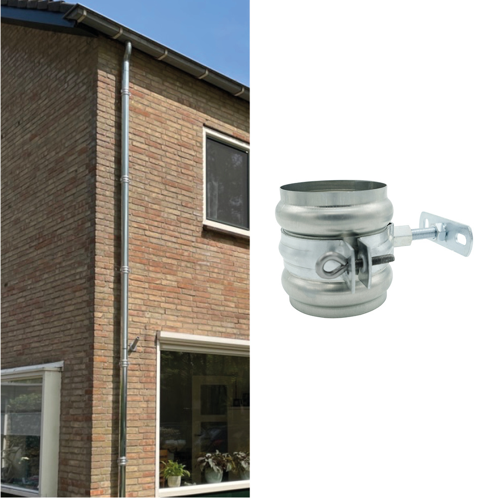 Nedzink Complete zinken regenpijp set 80mm – keuze uit 3 t/m 9,85 meter hoogte, met zinken beugels, RVS bevestiging en optionele sprongset