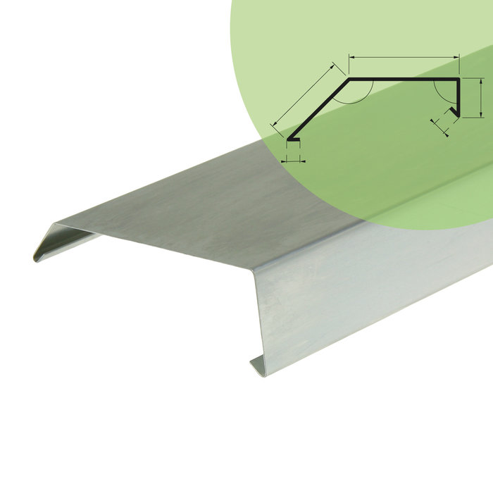 Rheinzink Zinken deklijst op maat vlak - zonder kraal (Rheinzink titaanzink 0,8 mm)