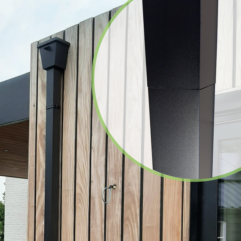 Kallos Aluminium regenpijp 80x80 mm vierkant zwart - 1 meter (RAL 9005 fijnstructuur, Kallos 2,0 mm)