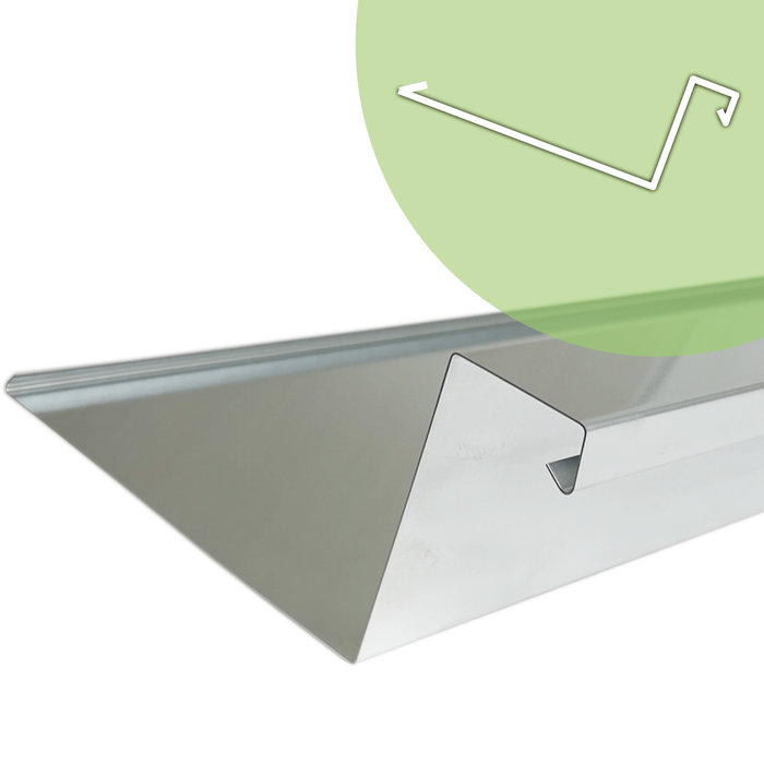 Rheinzink Zinken dakgoot op maat met waterkering neus - rechthoekig (Rheinzink titaanzink 0,8 mm)