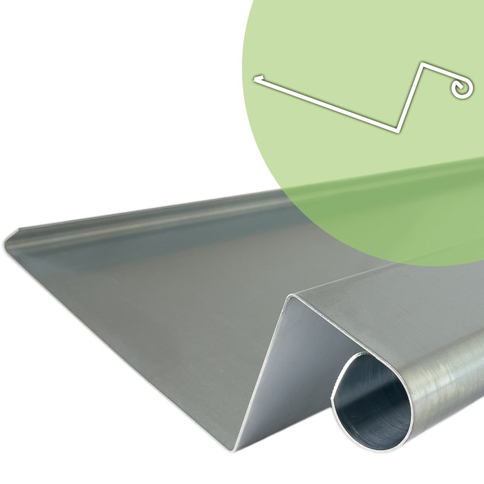 Rheinzink Zinken dakgoot op maat met schuine voorkant (Rheinzink titaanzink 0,8 mm)