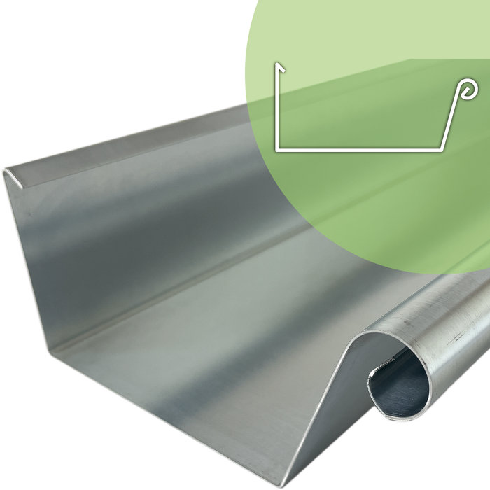 Rheinzink Zinken dakgoot op maat met kraal en schuine achterkant (Rheinzink titaanzink 0,8 mm)