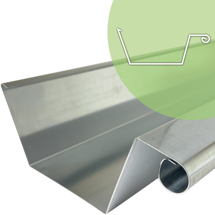 Rheinzink Zinken dakgoot op maat met schuine achterkant (Rheinzink titaanzink 0,8 mm)