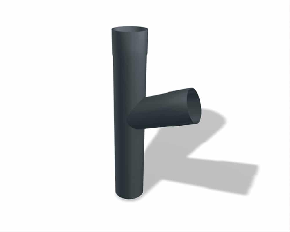 Prefa Aluminium T-stuk 80 mm met zijaansluiting 80 mm - P.10 antraciet (Prefa)