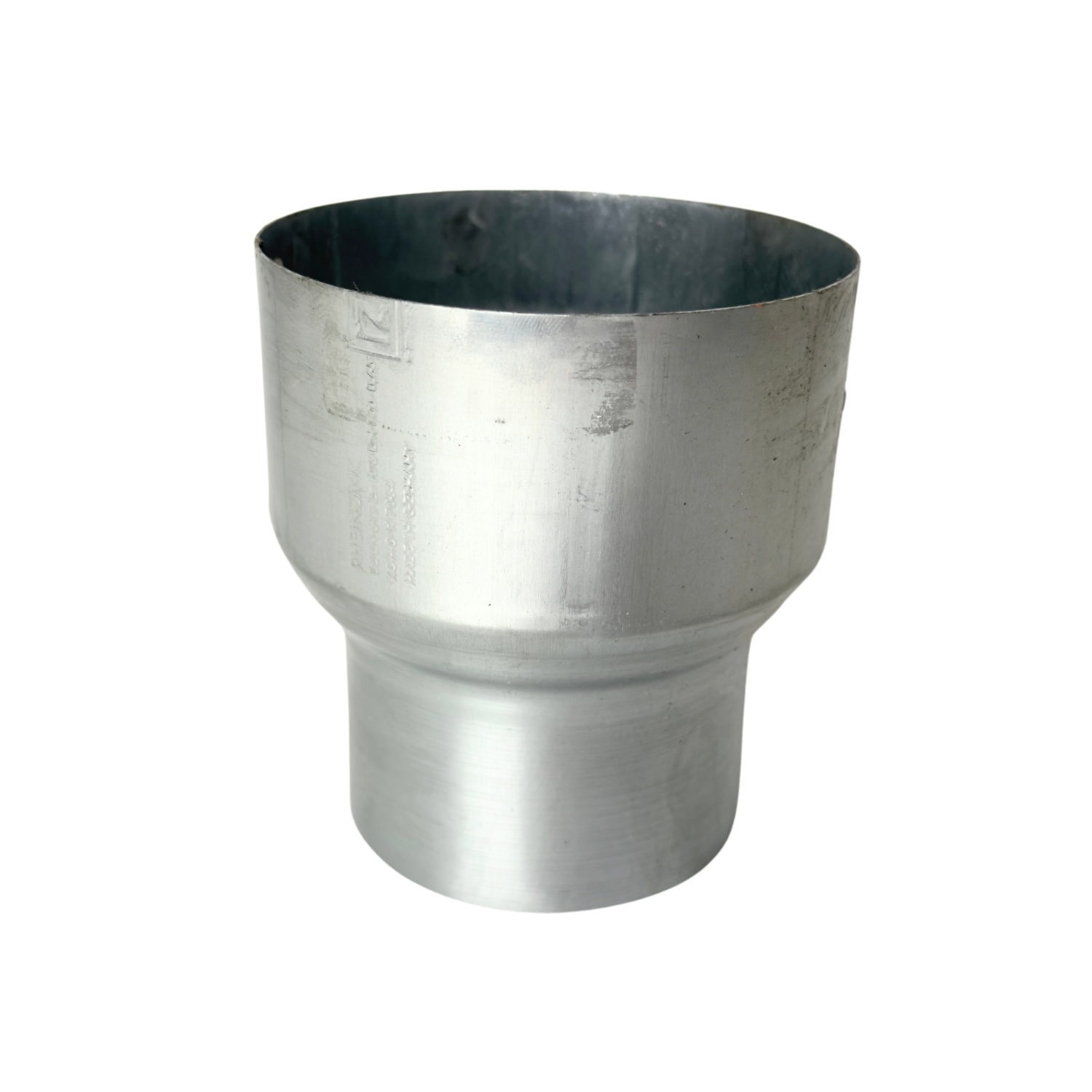 Regenpijp verloopstuk rond 100 mm naar 80 mm. zink