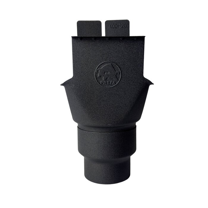 Prefa Aluminium trechteruitloop bakgoot B400 120 mm met verloop naar 100 mm P.10 zwart (Prefa)