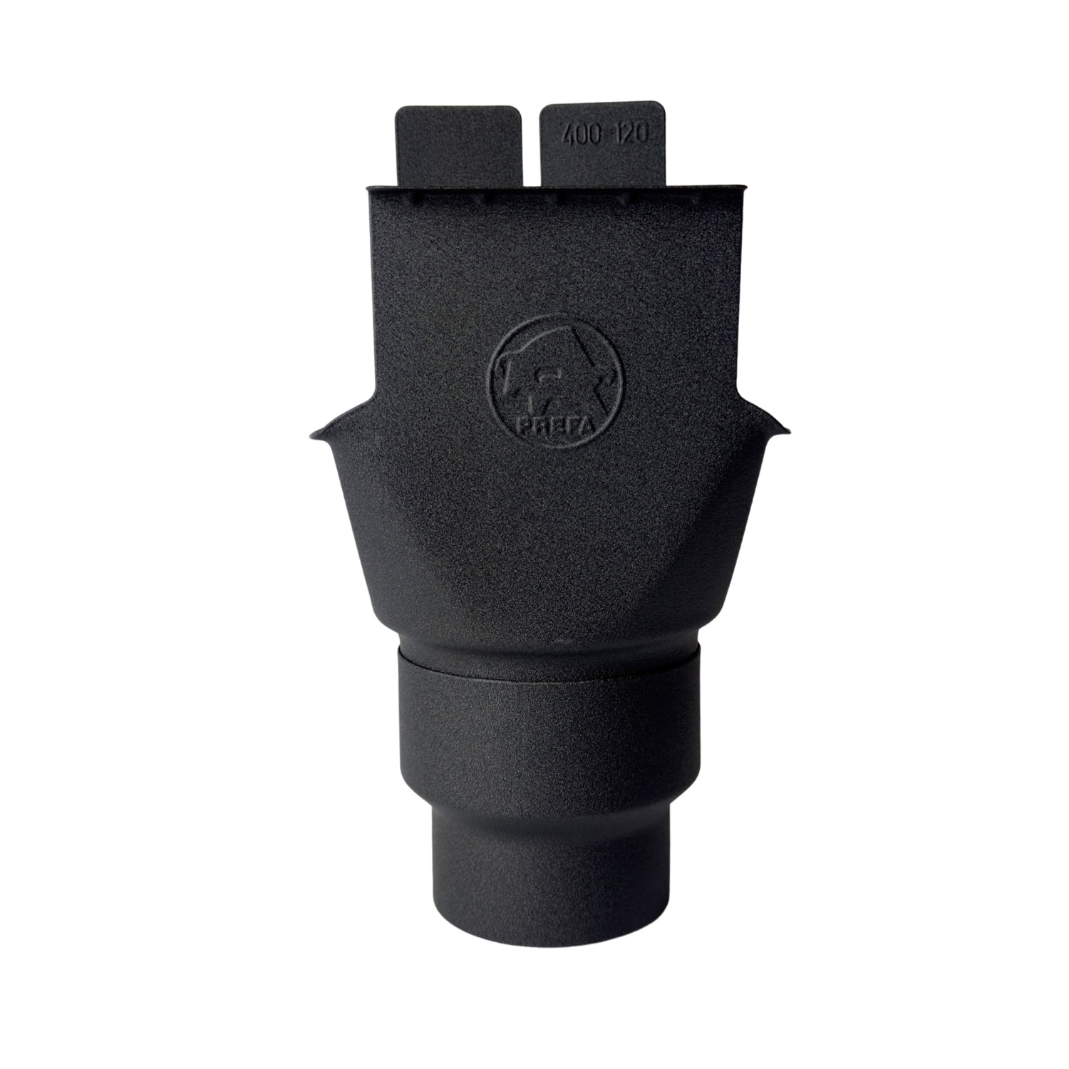 Prefa Trechteruitloop B400 120mm + verloop 100mm in P.10 zwart