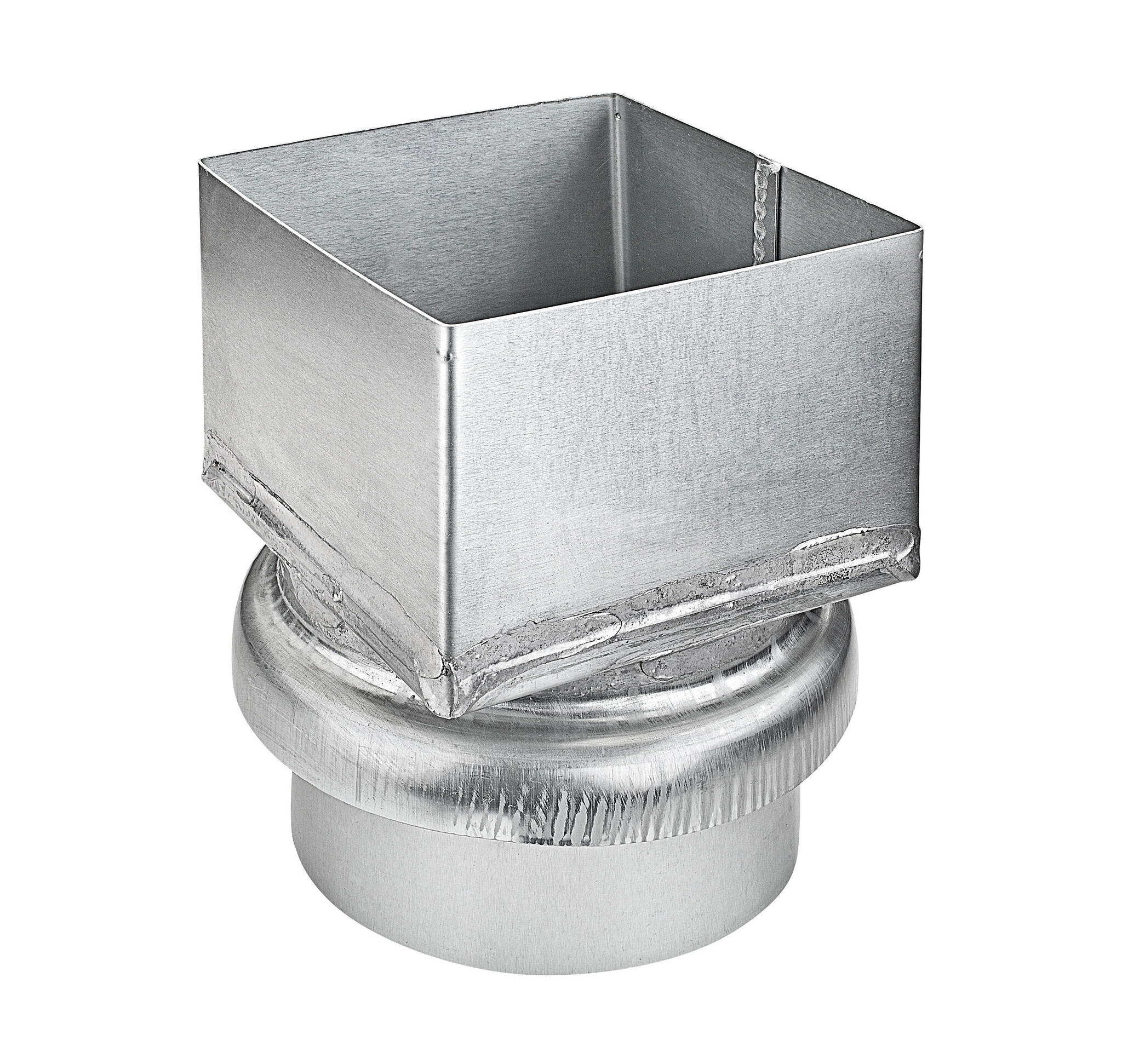 Gromo Zinken verloop 80x80 mm vierkant naar 100 mm rond (Grömo)