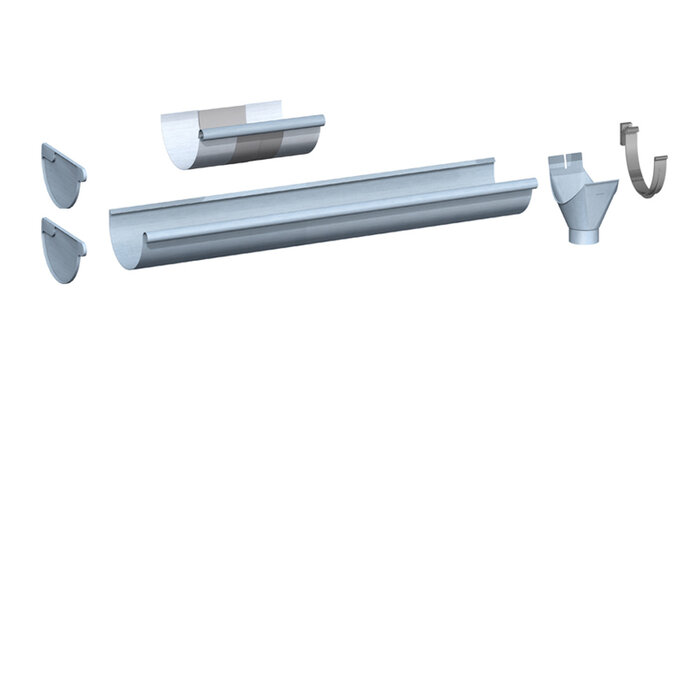 Gromo Complete zinken dakgoot set M333 - NedZink, zonder solderen, keuze 3 t/m 15 meter (incl. beugels, kopschotten, trechteruitloop en zinklijm)
