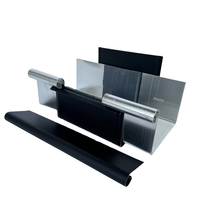 Prefa Aluminium expansiestuk met kraal en kap voor bakgoot B400 P.10 zwart (Prefa)