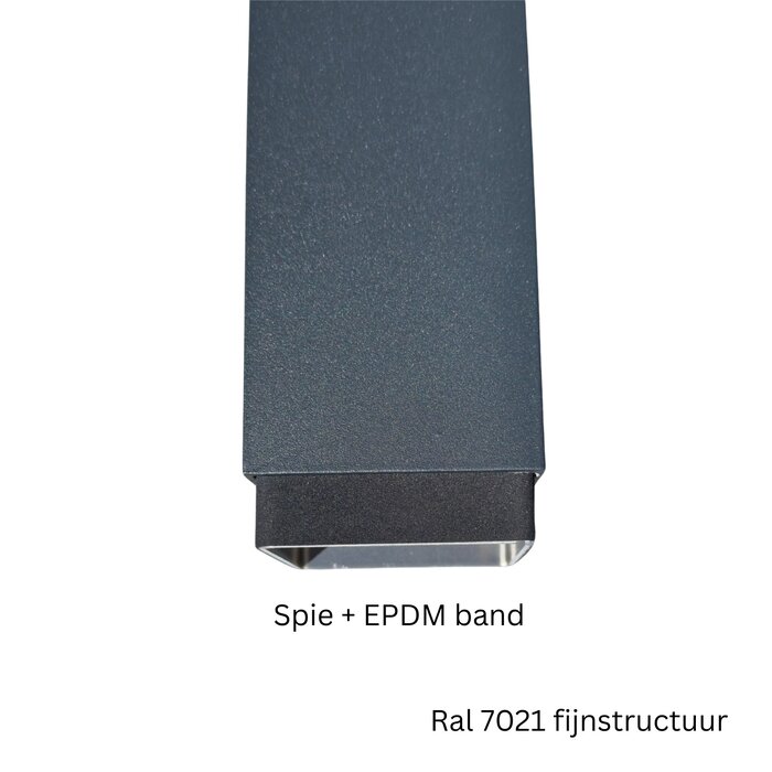 Kallos Aluminium regenpijp 80x80 mm vierkant zwart Ral-9005 fijnstructuur - 1 meter (Kallos 2,0 mm)