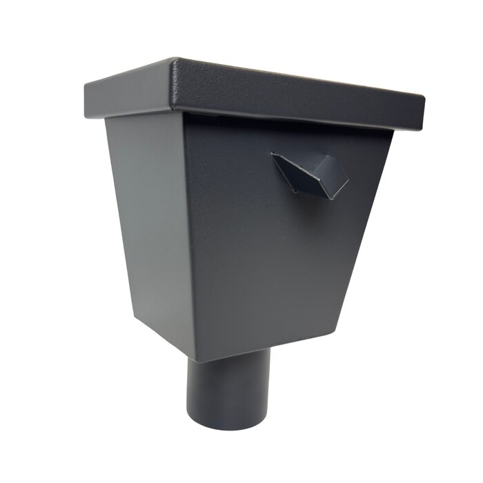 Kallos Aluminium vergaarbak Junior, uitloop 80 mm rond - antraciet RAL 7021 fijnstructuur (Kallos 2,0 mm)