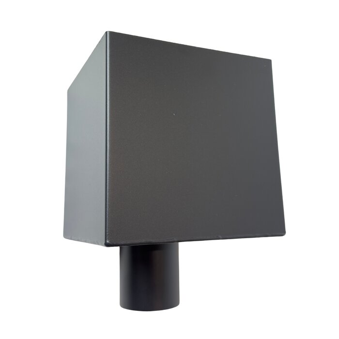 Kallos Aluminium vergaarbak Kubus 200x200 mm, uitloop rond 80 mm - antraciet RAL 7021 fijnstructuur (Kallos 2,0 mm)