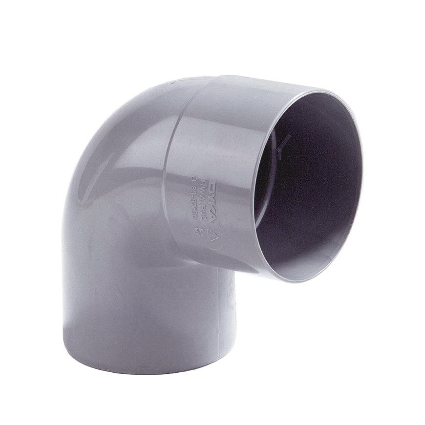 PVC bocht 80 mm rond 87,5 graden met mof