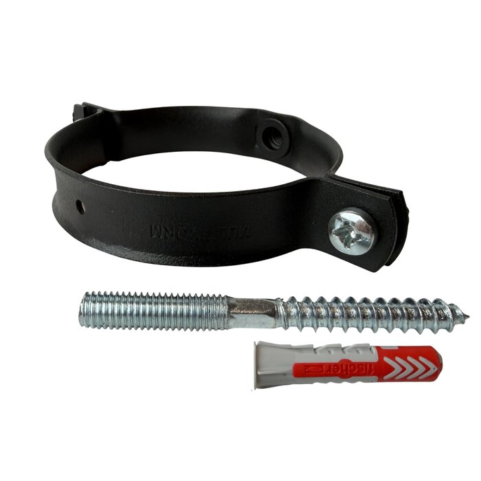 Kallos Aluminium scharnierbeugel 80 mm M8 met gegalvaniseerde schroefpen - zwart RAL 9005 fijnstructuur (Kallos)