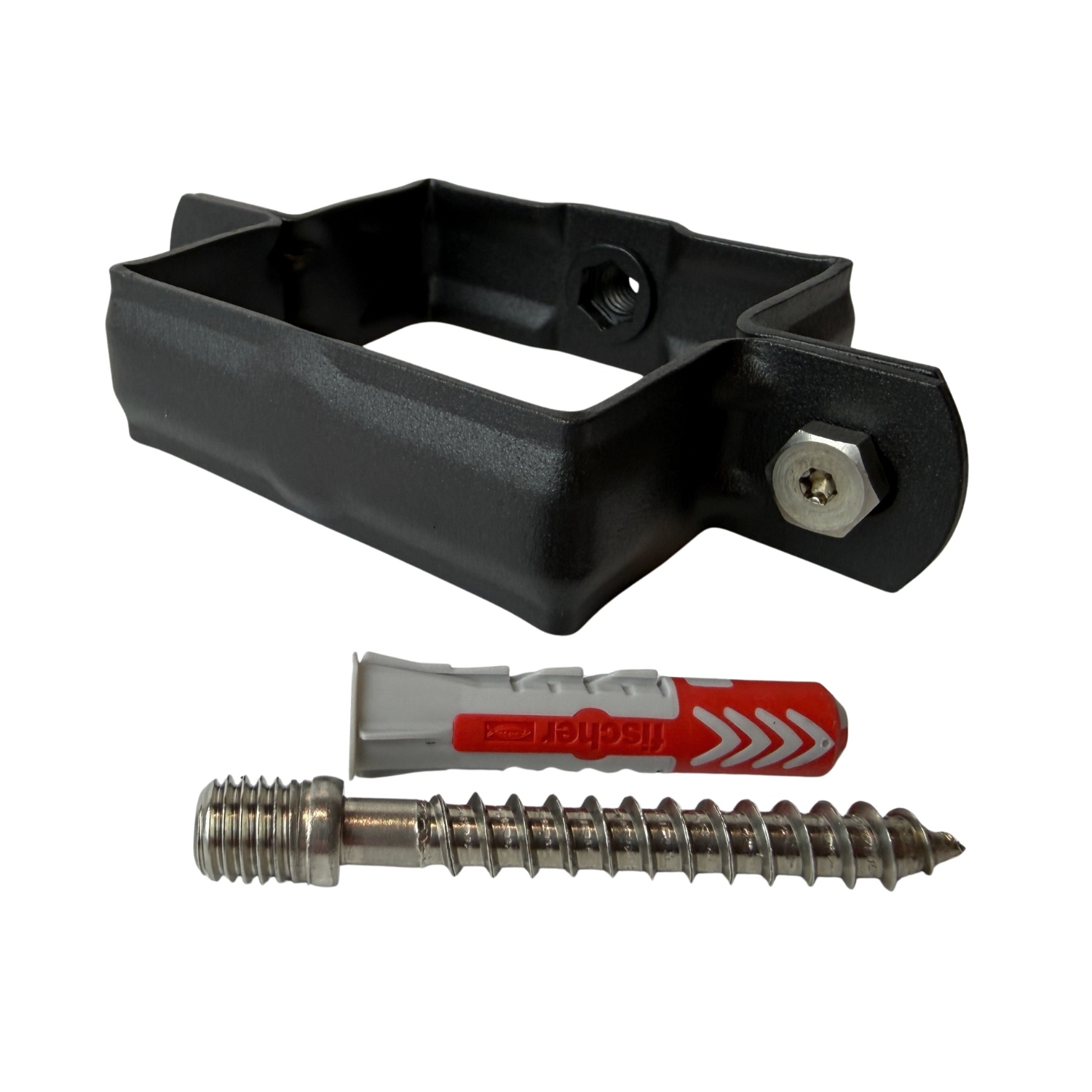 Kallos 80x80 mm vierkante M10 beugel in Ral-9005 fijnstructuur