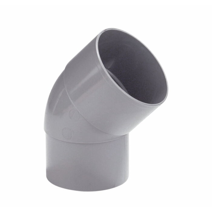 Bocht PVC 80mm 45gr (inwendig lijm/ verjongd spie) - RAL7037