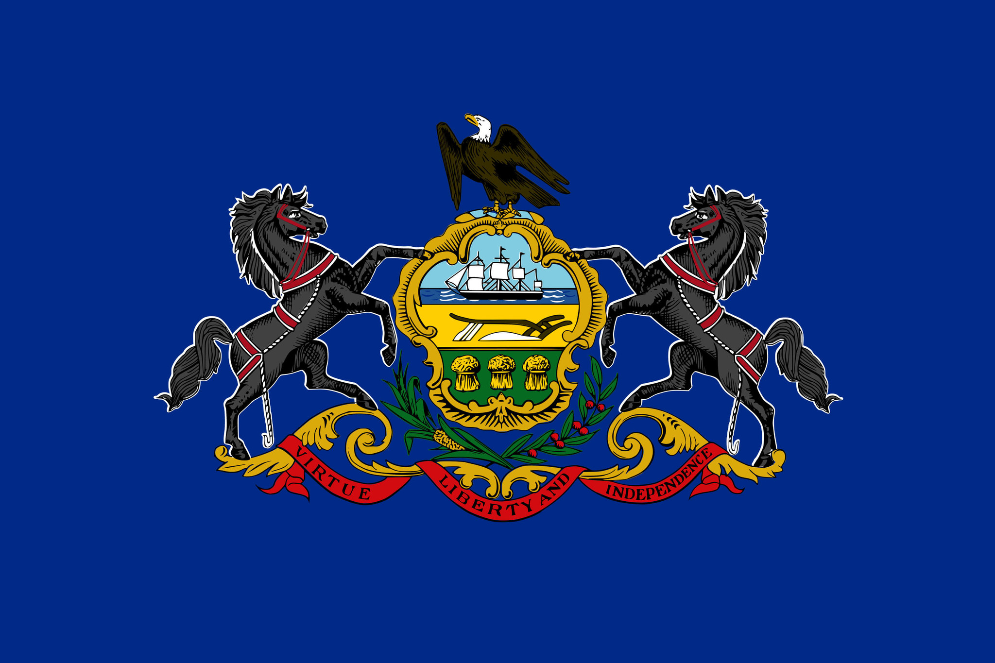 Flagge von Pennsylvania Bild und Bedeutung der Flagge von Pennsylvania