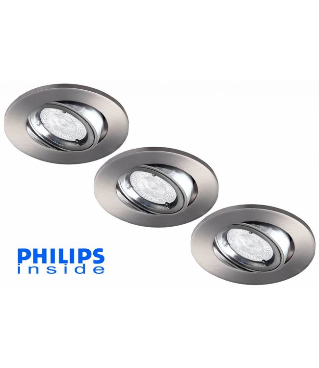 Philips Set van stuks LED inbouwspot 4,9W (50W), dimbaar en - 123ledspots BV