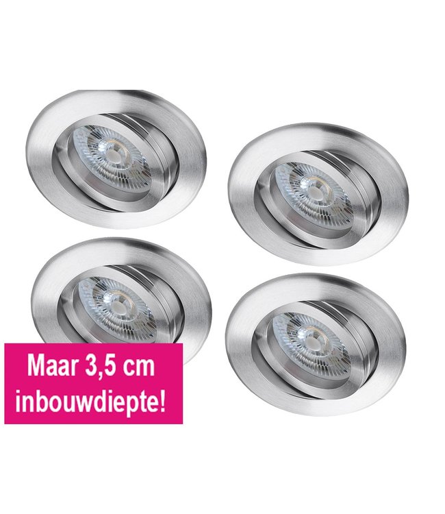 Set Van 3 Stuks Led Inbouwspot 6 Watt Dimbaar Met Lage Inbouwdiepte Warmwit Licht 123ledspots Bv