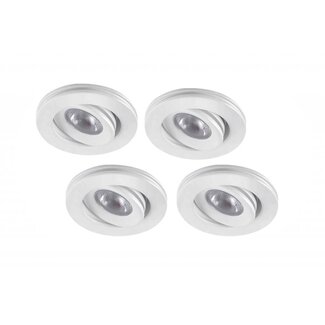 Set van 4 stuks dimbare mini inbouwLEDspot,  3 Watt, IP44