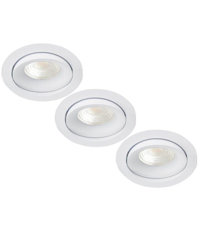 Set van 3,  inbouw Ledspot Kiel, 5 Watt, warmwit, dimbaar, kantelbaar