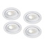 Set van 4 stuks inbouw Ledspot Kiel, 5 Watt, Warmwit, Dimbaar, 420 Lumen, kantelbaar, richtbaar. Witte uitvoering