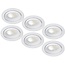 Set van 6 stuks inbouw Ledspot Kiel, 5 Watt, Warmwit, Dimbaar, 420 Lumen, kantelbaar, richtbaar. Witte uitvoering