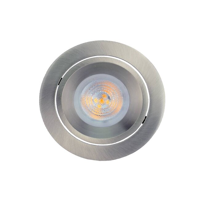 Philips Set van 6 Rvs LED inbouwspot 2,8 Watt dimbaar (dim to warm) , kantelbaar, warmwit licht.