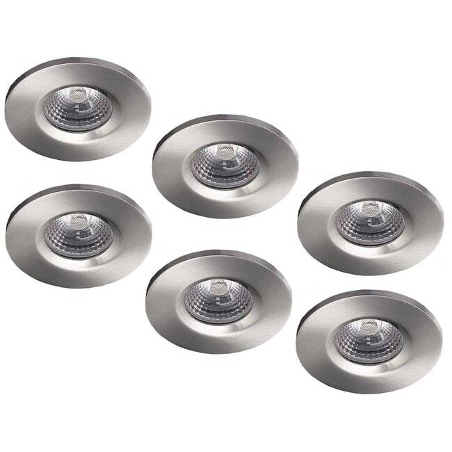 Complete set van 6 stuks Badkamer InbouwLEDspot Kreta 8W, dimbaar (IP65)