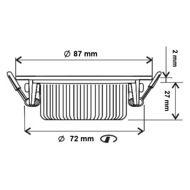 Inbouw Ledspot Dublin RVS kleur , 6 Watt, Dimbaar Warm Wit IP44