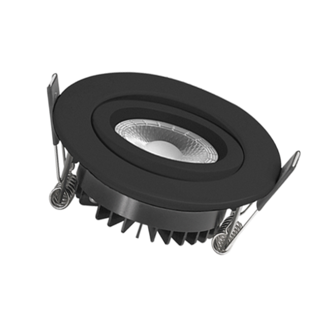 Set van 6 Inbouw Ledspot Dublin Zwart, 6 Watt, Dimbaar Warm wit licht  IP44