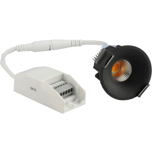 Interlight Micro Led 4 Watt, warmwit licht, dimbaar. Zwarte uitvoering, geschikt voor de badkamer: IP44
