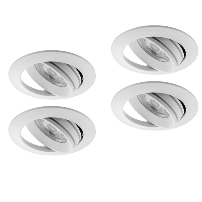 Set van 4 stuks, inbouw Ledspot Slim, 6 Watt, Dimbaar Warm Wit, geschikt voor de badkamer: IP44