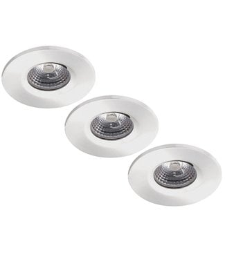 Complete set van 3 stuks Witte Badkamer Inbouw LED spot Kreta 8W, dimbaar (IP65)