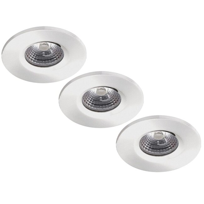 Complete set van 3 stuks Witte Badkamer Inbouw LED spot Kreta 8W, dimbaar (IP65)