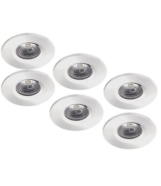 Complete set van 6 stuks Witte Badkamer Inbouw LED spot Kreta 8W, dimbaar (IP65)