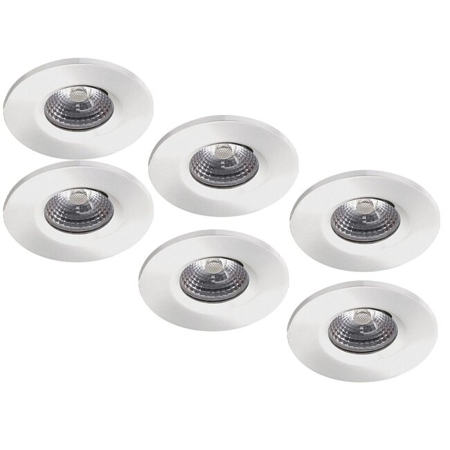 Set 6x Witte Badkamer Inbouw LED spot Kreta 8W, dimbaar (IP65)