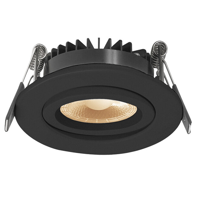Set van 3 Inbouw Ledspot Dublin Zwart, 6 Watt, Dimbaar Warm wit licht  IP44