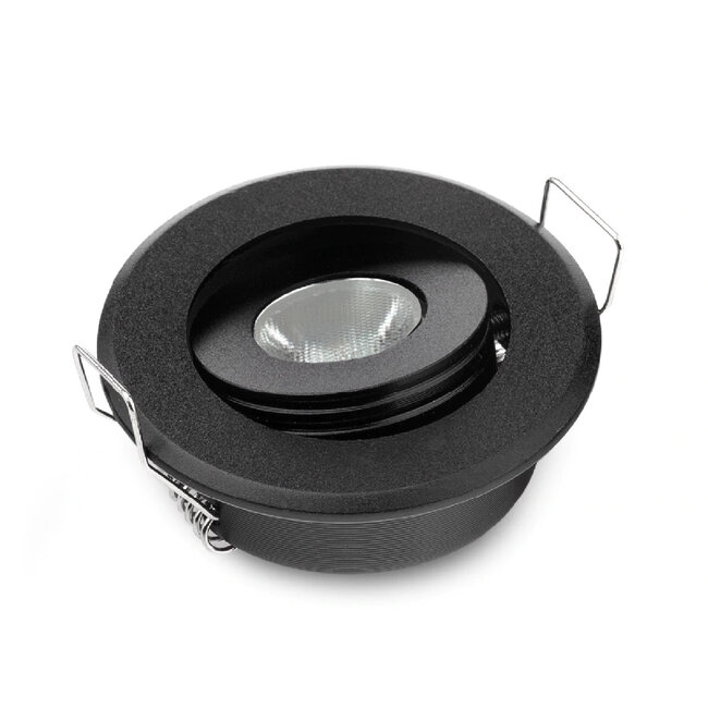 Set van 3 stuks dimbare mini inbouwLEDspot, warm wit, 1x3W Kantelbaar IP44 ZWARTE uitvoering