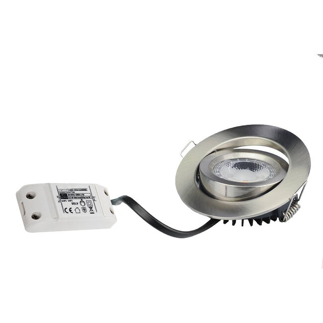 Set van 6 Inbouw Ledspot Dublin RVS Kleur 6 Watt, Dimbaar Warm Wit IP44