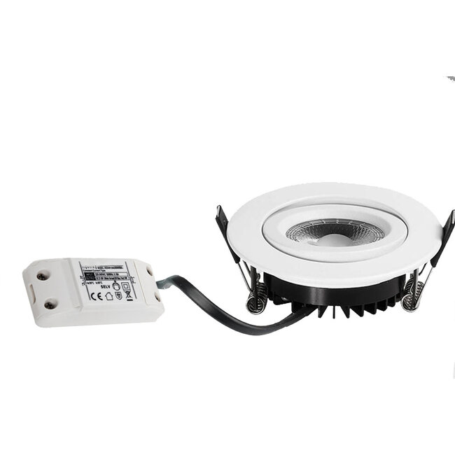 Set van 6 Inbouw Ledspot Dublin Wit, 6 Watt, Dimbaar Warm Wit IP44