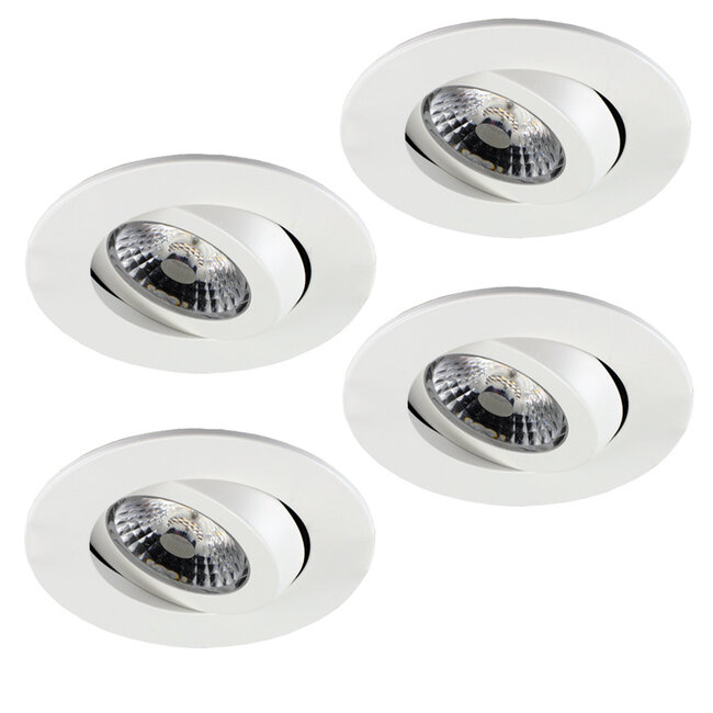 Set van 4 stuks LED inbouwspot Gyro 8W, dimbaar en 360 graden richtbaar