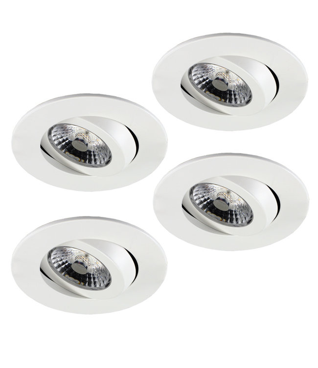 Set van 4 stuks LED inbouwspot Gyro 8W, dimbaar en 360 graden richtbaar